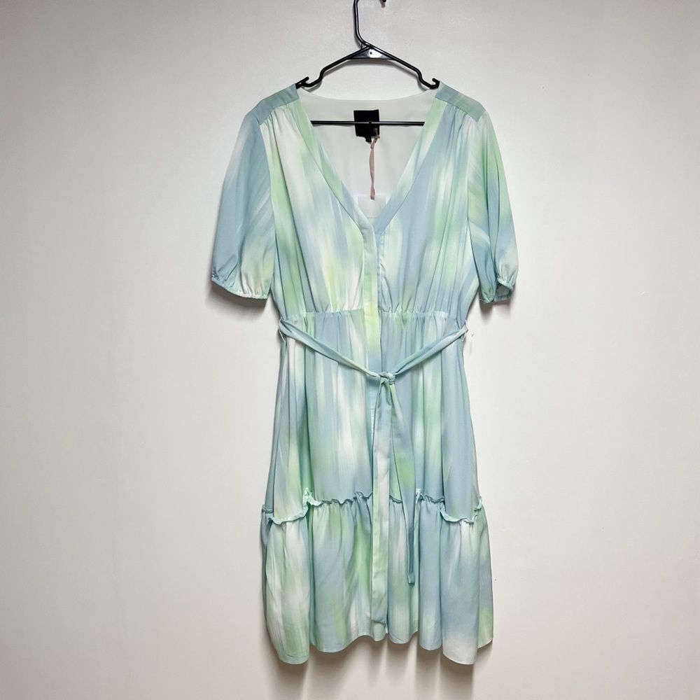 NWT Alex Marie Garden Bouquet water Color Dress in Sky / Mint Sz 14